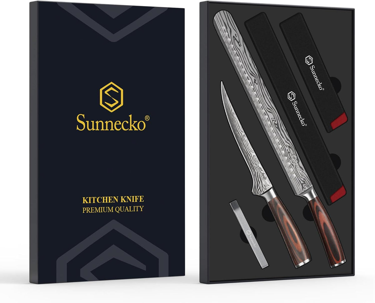 Professional BBQ Carving Knife Set, Slicing and Boning Knife for Meat Cutting,German High Carbon Stainless Steel Carving Knife for Meat and Turkey.