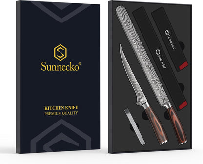 Professional BBQ Carving Knife Set, Slicing and Boning Knife for Meat Cutting,German High Carbon Stainless Steel Carving Knife for Meat and Turkey.