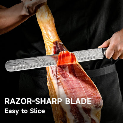 Professional BBQ Carving Knife Set, Slicing and Boning Knife for Meat Cutting,German High Carbon Stainless Steel Carving Knife for Meat and Turkey.