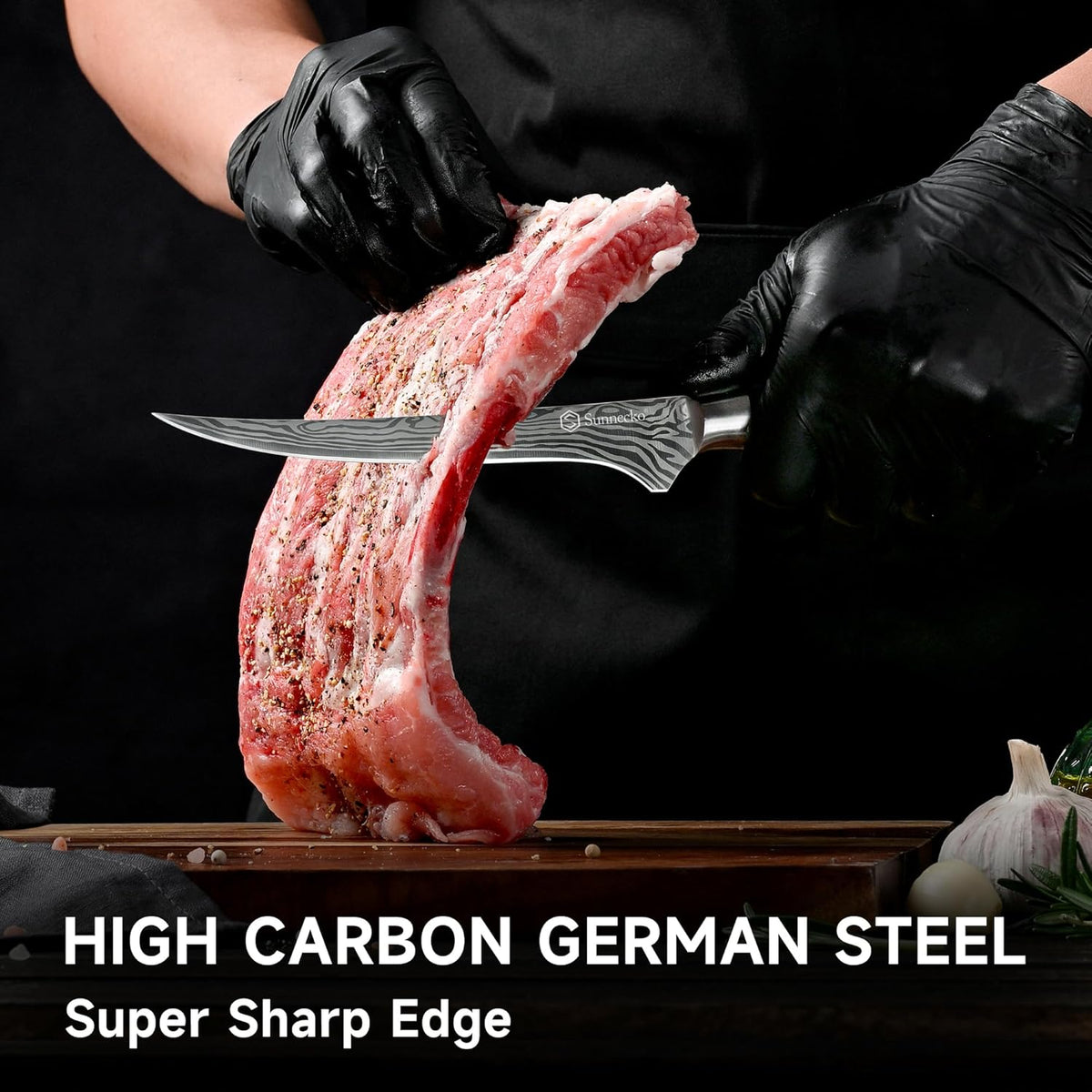 Professional BBQ Carving Knife Set, Slicing and Boning Knife for Meat Cutting,German High Carbon Stainless Steel Carving Knife for Meat and Turkey.
