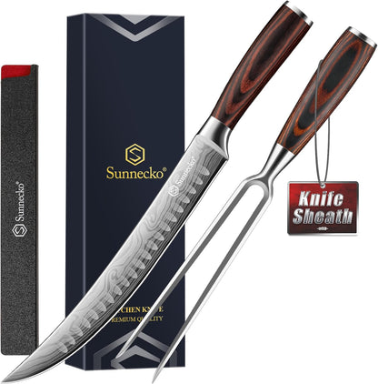 Professional BBQ Carving Knife Set, Slicing and Boning Knife for Meat Cutting,German High Carbon Stainless Steel Carving Knife for Meat and Turkey.
