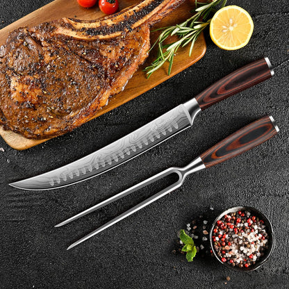 Professional BBQ Carving Knife Set, Slicing and Boning Knife for Meat Cutting,German High Carbon Stainless Steel Carving Knife for Meat and Turkey.