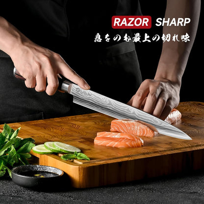 Professional BBQ Carving Knife Set, Slicing and Boning Knife for Meat Cutting,German High Carbon Stainless Steel Carving Knife for Meat and Turkey.