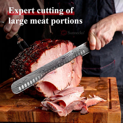 Professional BBQ Carving Knife Set, Slicing and Boning Knife for Meat Cutting,German High Carbon Stainless Steel Carving Knife for Meat and Turkey.