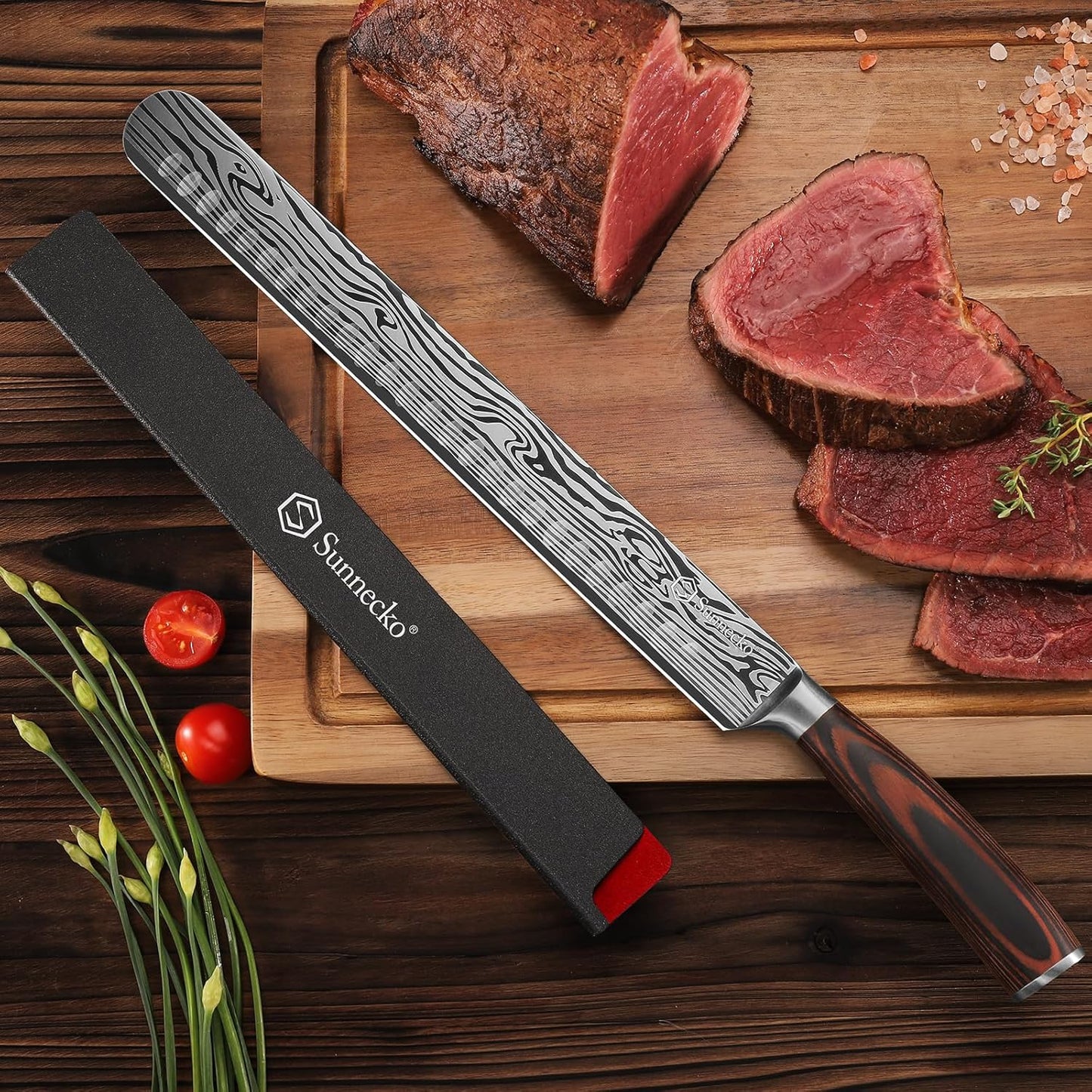 Professional BBQ Carving Knife Set, Slicing and Boning Knife for Meat Cutting,German High Carbon Stainless Steel Carving Knife for Meat and Turkey.