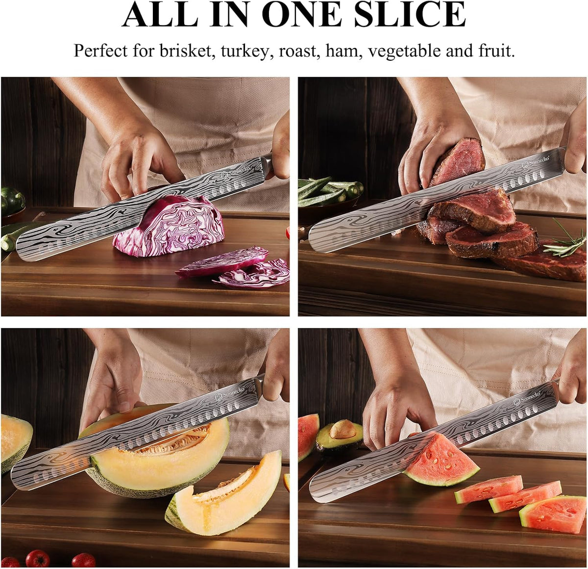 Professional BBQ Carving Knife Set, Slicing and Boning Knife for Meat Cutting,German High Carbon Stainless Steel Carving Knife for Meat and Turkey.