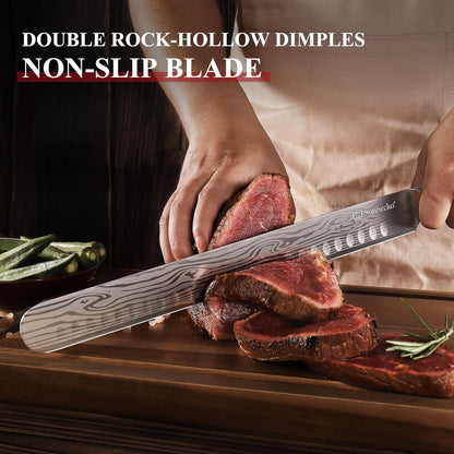 Professional BBQ Carving Knife Set, Slicing and Boning Knife for Meat Cutting,German High Carbon Stainless Steel Carving Knife for Meat and Turkey.