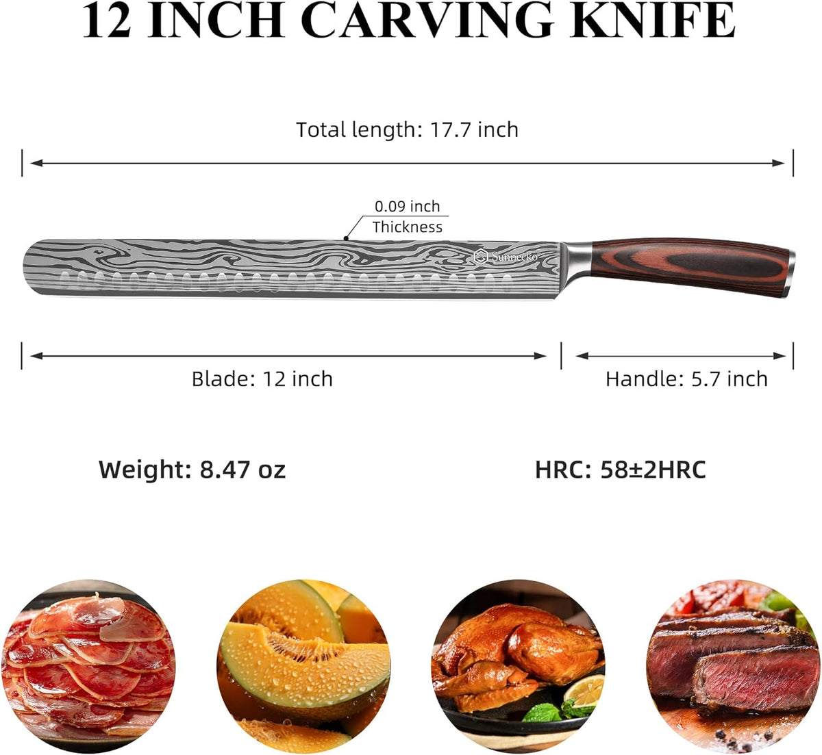 Professional BBQ Carving Knife Set, Slicing and Boning Knife for Meat Cutting,German High Carbon Stainless Steel Carving Knife for Meat and Turkey.