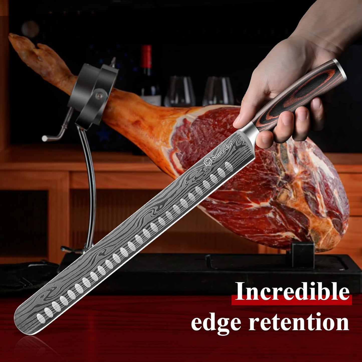 Professional BBQ Carving Knife Set, Slicing and Boning Knife for Meat Cutting,German High Carbon Stainless Steel Carving Knife for Meat and Turkey.