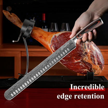 Professional BBQ Carving Knife Set, Slicing and Boning Knife for Meat Cutting,German High Carbon Stainless Steel Carving Knife for Meat and Turkey.