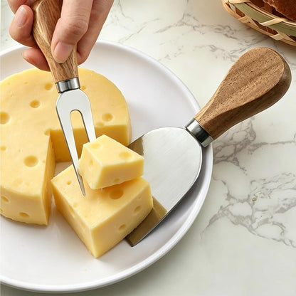 6 PCS Cheese Knife Set,Cheese Knives Wood Handle Stainless Steel Cheese Slicer Cutter Fork Spreading Cheese Knife Gift Set of 6 Charcuterie Board Knife Accessories Gift Ready