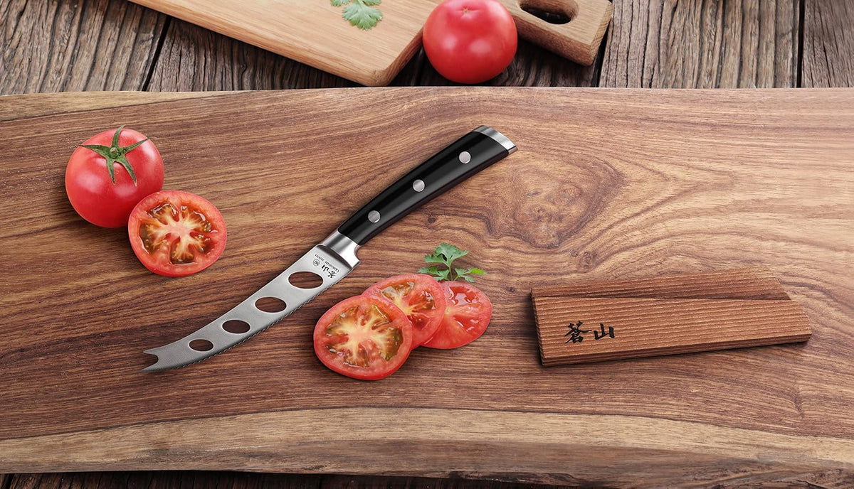 Cangshan TS Series 1020809 Swedish 14C28N Steel Forged 5-Inch Tomato/Cheese Knife and Wood Sheath Set