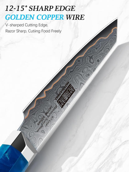 7" Damascus Santoku Knife, 67-Layer Damascus Kitchen Chef Knife