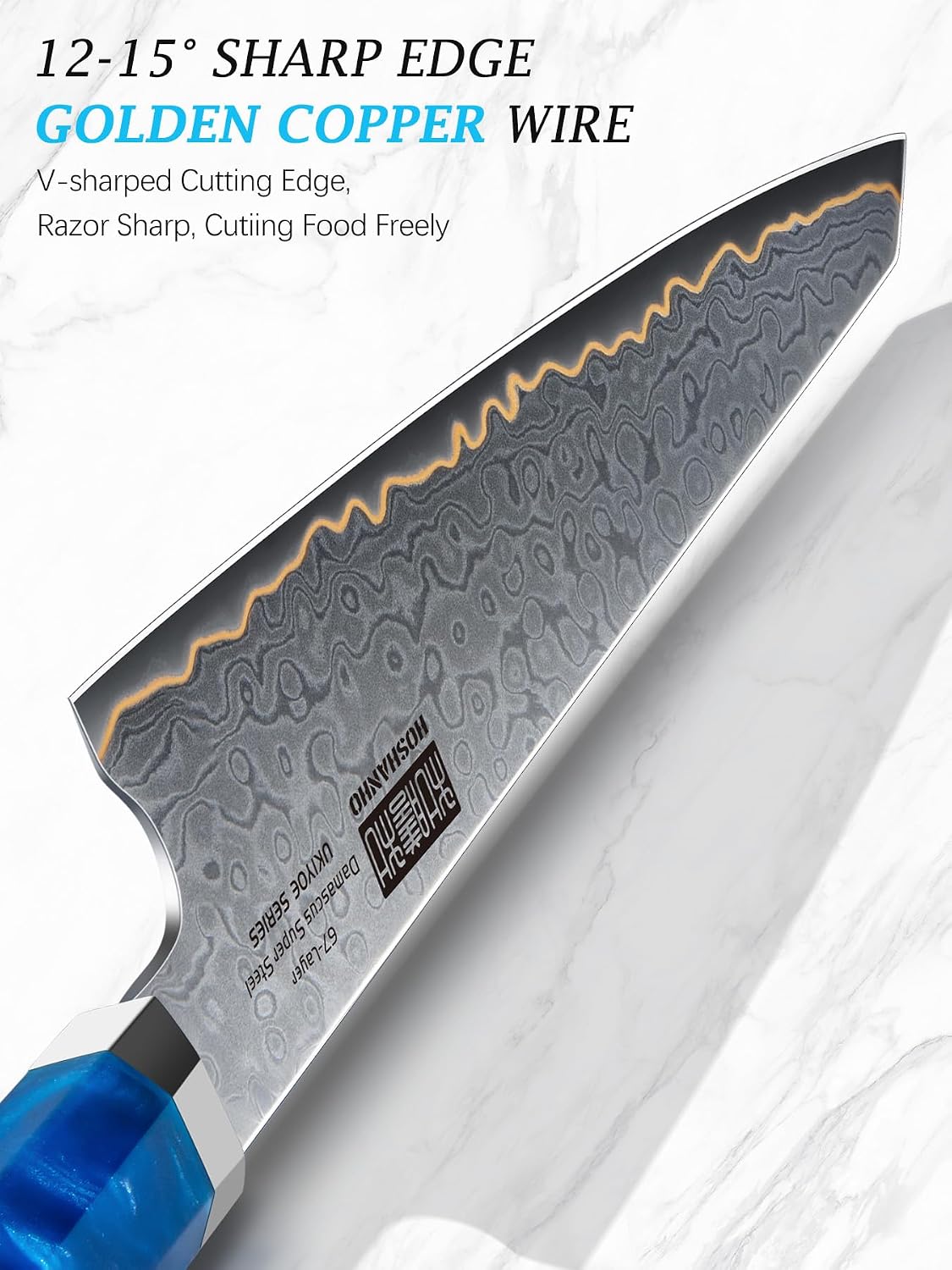 7" Damascus Santoku Knife, 67-Layer Damascus Kitchen Chef Knife