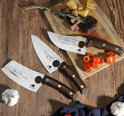 Nakiri Knife, 5.5" - High Carbon Stainless Steel Blade Usuba-Knive, for Cooking, Chopping, Full Tang, Ergonomic Ash Wood Handles, with Leather Sheath