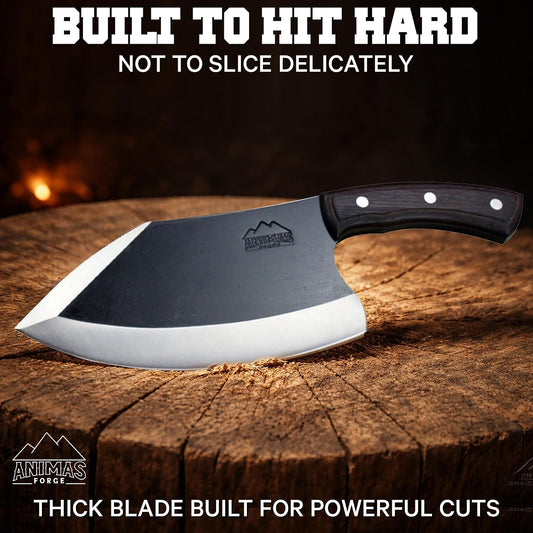 Dynamite Cleaver Meat Cleaver Knife Heavy Duty High Carbon Steel Butcher Knife Desert Hardwood Handle Full Tang BBQ Meat Cutting Butchering Kitchen Cooking Outdoor Camp Bone Chopping Prep