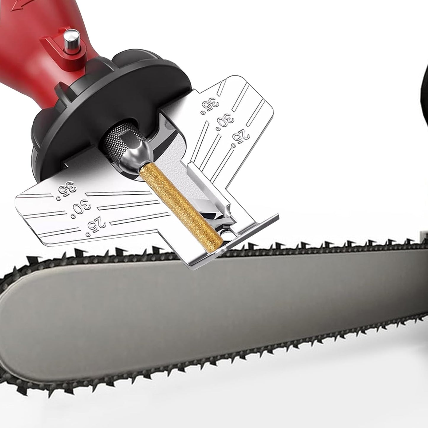 Chainsaw Sharpening Attachment Kit Chain Saw Blade Teeth Sharpener Set with Angle Guide and Diamond Burr Grinding Stone Files