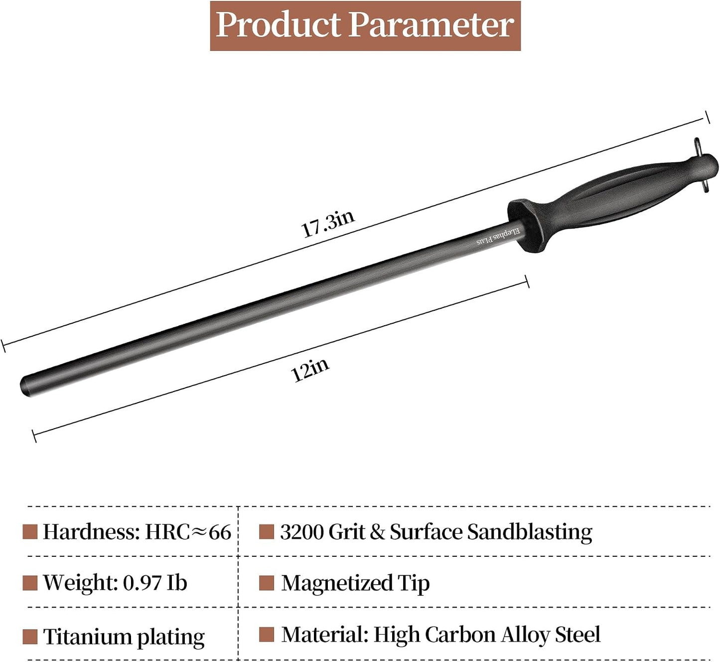 Efficient 12 Inch Honing Steel Sharpening Rod Knife Sharpener Steel For Kitchen Knives