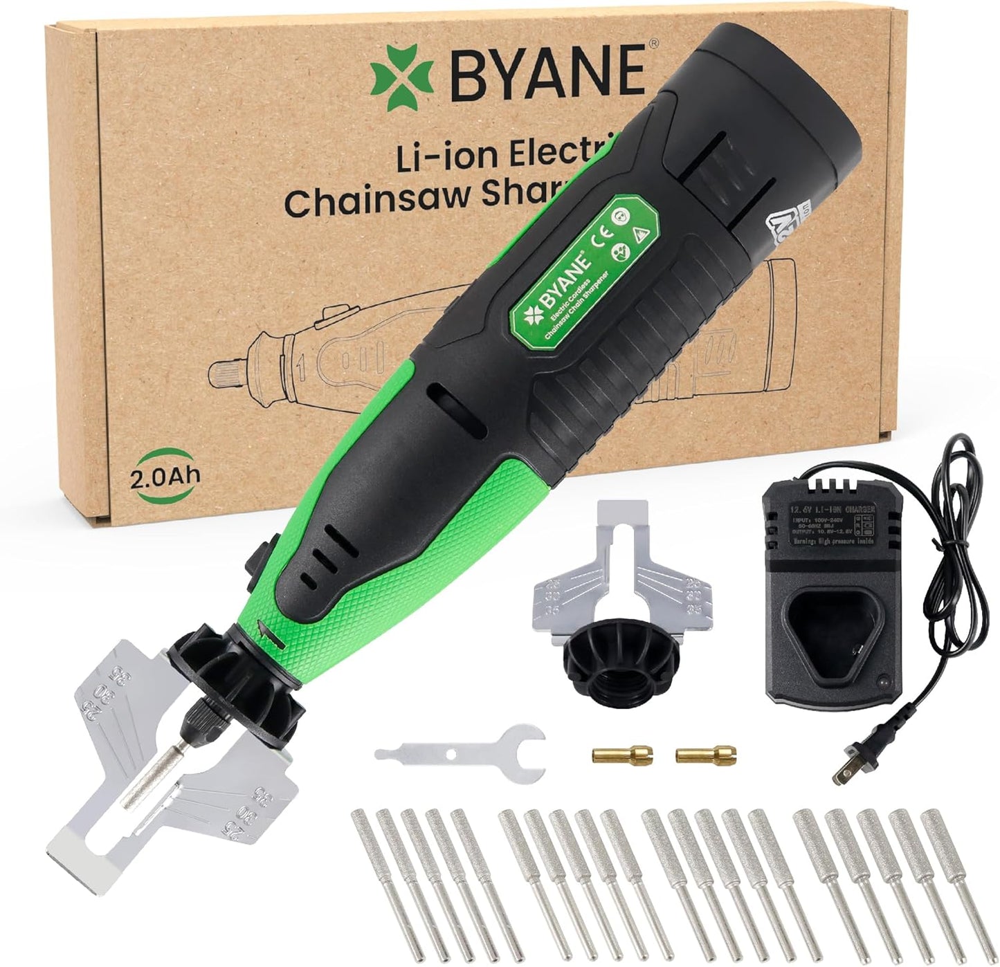 Diamond Chainsaw Sharpening Bits - 5/32''(4.0mm) Carbide Chain Grinding Stones 10PCS, Optimized for Carbide & Standard Chains, Electric Grinder Replacement