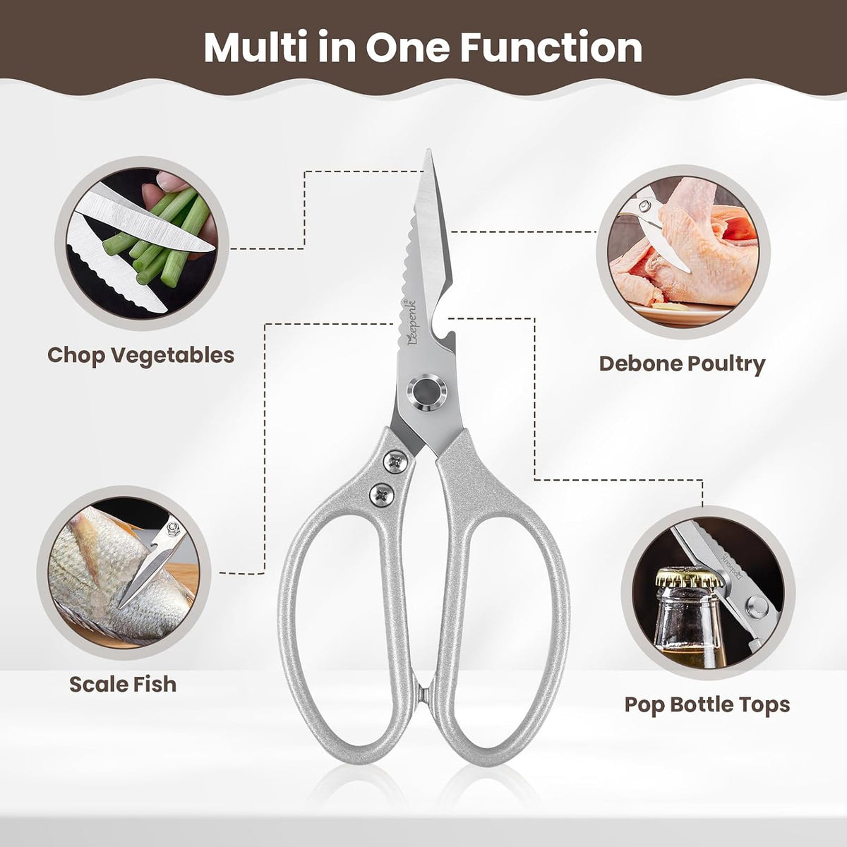Kitchen Scissors All Purpose 2 Packs,Stainless Steel Kitchen Shear Dishwasher Safe,Heavy Duty Poultry Shears with Non-Slip Handle & Safety Lock,Cooking Scissor for Food