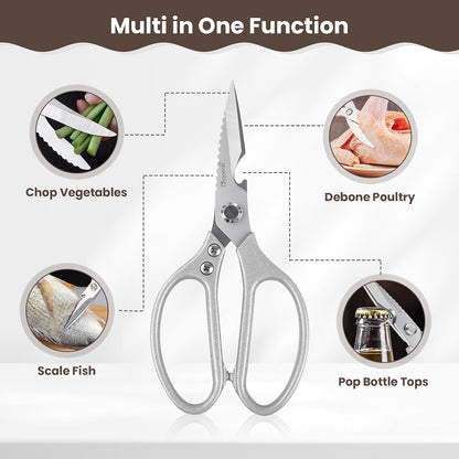 Kitchen Scissors All Purpose 2 Packs,Stainless Steel Kitchen Shear Dishwasher Safe,Heavy Duty Poultry Shears with Non-Slip Handle & Safety Lock,Cooking Scissor for Food