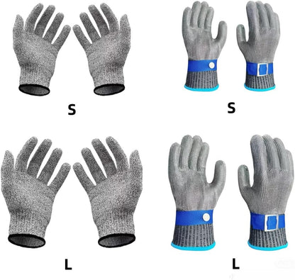 4 Pairs Cut Resistant Gloves A9 & L5 Protection fit Family Partner, S+L Sizes for 门women, Cut Proof Work Gloves for Kitchen, Gardening, Industrial Heavy Duty Work, Constration, Chainsaw Work
