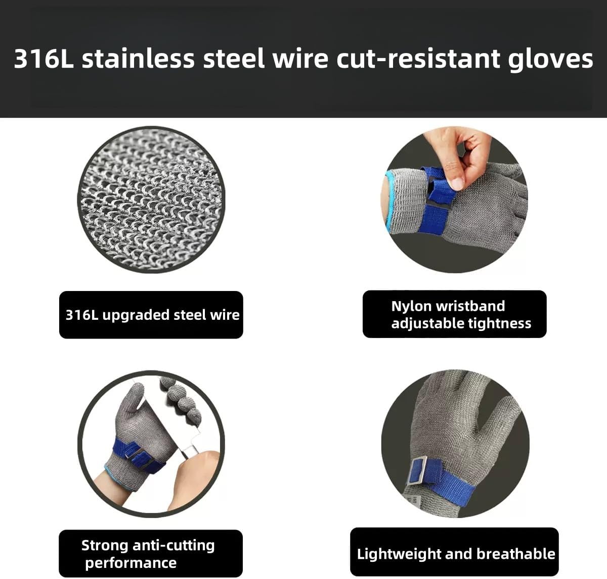 4 Pairs Cut Resistant Gloves A9 & L5 Protection fit Family Partner, S+L Sizes for 门women, Cut Proof Work Gloves for Kitchen, Gardening, Industrial Heavy Duty Work, Constration, Chainsaw Work
