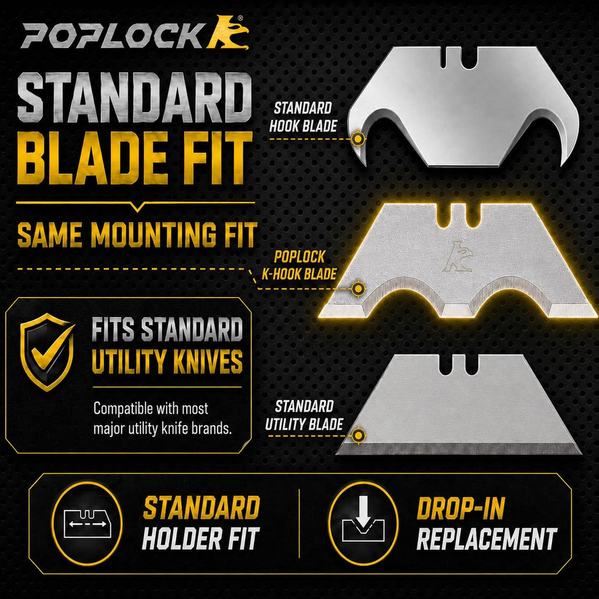 Big Hook Razor Blades for Utility Knife, 20 Pack SK2 Hook Utility Knife Blades, Replacement Refills for Cable Jacket, Roofing, Carpet & Flooring, Two-Notch Standard