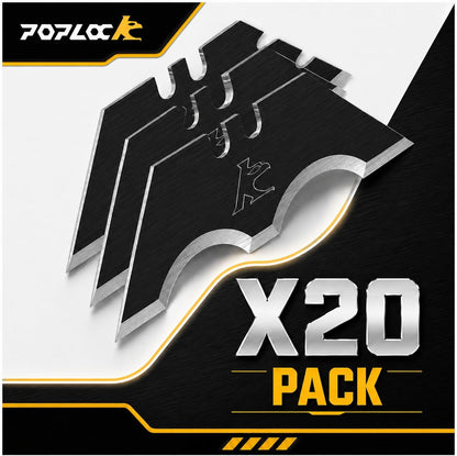 Big Hook Razor Blades for Utility Knife, 20 Pack SK2 Hook Utility Knife Blades, Replacement Refills for Cable Jacket, Roofing, Carpet & Flooring, Two-Notch Standard
