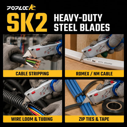 Big Hook Razor Blades for Utility Knife, 20 Pack SK2 Hook Utility Knife Blades, Replacement Refills for Cable Jacket, Roofing, Carpet & Flooring, Two-Notch Standard