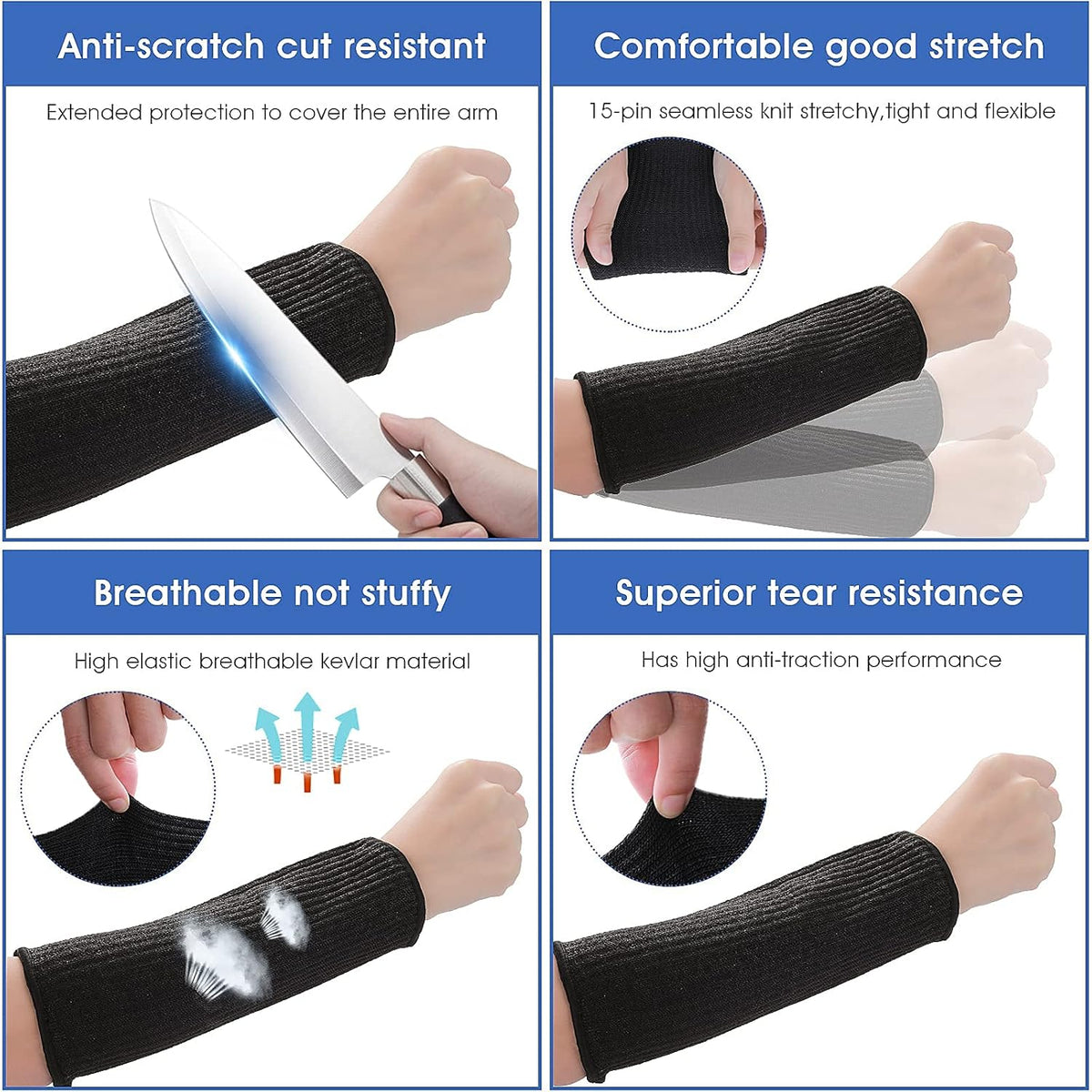 2Pairs Arm Protection Sleeves Cut Resistant Sleeves Level 5 Protective Arm Sleeves Heat Resistant Sleeves Protectors for Thin Skin Bruising Men Women