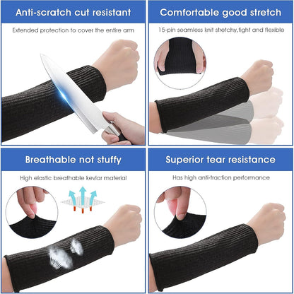 2Pairs Arm Protection Sleeves Cut Resistant Sleeves Level 5 Protective Arm Sleeves Heat Resistant Sleeves Protectors for Thin Skin Bruising Men Women