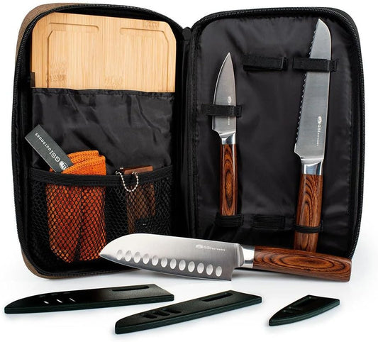 Rakau Gourmet 3-Piece Camping Knife Set with Stainless Steel Blades and Waterproof Wood Handles, Perfect for Outdoor Cooking and Adventures
