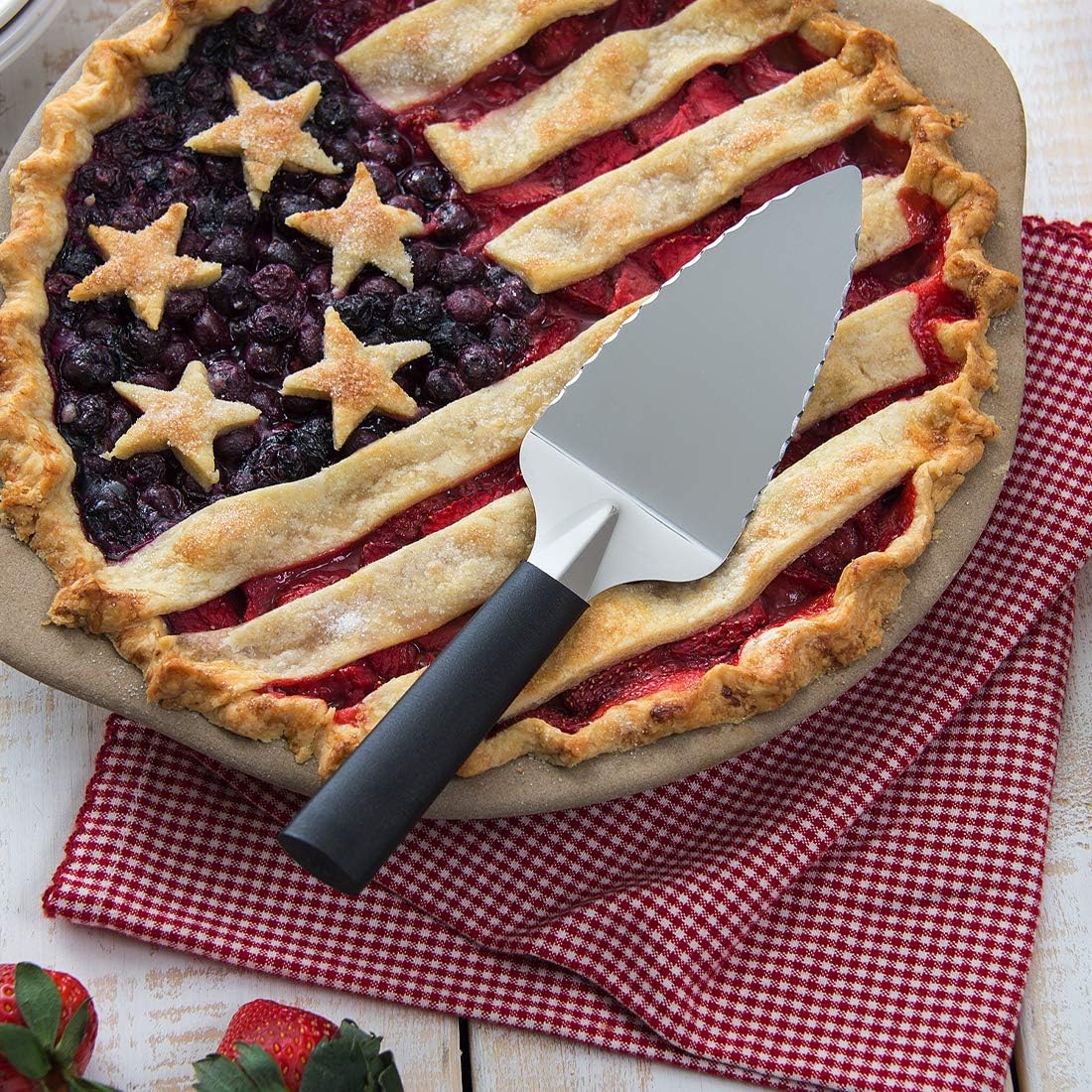 Serrated Pie Server (W220), Black Handle | 4.13" x 2.38" Stainless Steel Face, Black Resin Handle