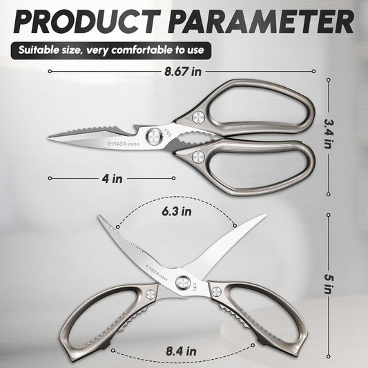 Kitchen Shears Set, All Purpose Heavy Duty Poultry Shears, Sharp Japanese Meat Scissors, Dishwash Safe Stainless Steel Kitchen Scissors for Food, Chicken Bones, Turkey, Cooking Gifts for Men Dad