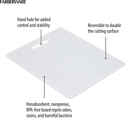 Reversible Plastic Cutting Board, 8x10 Inch, White, Dishwasher Safe, Non-Porous and Durable for Chopping, Slicing, Prep, Easy to Store
