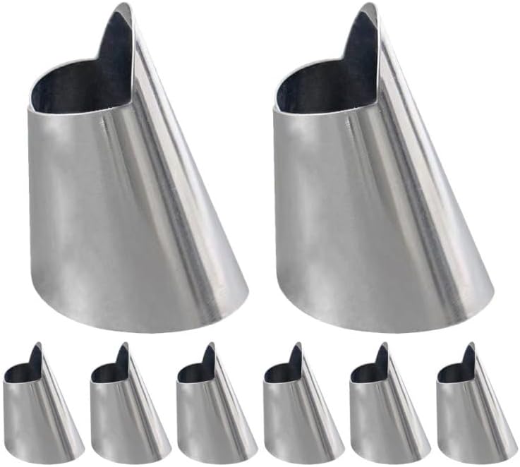 8Pcs Stainless Steel Finger Guards Chef Finger Guard for Cutting Vegetables Meat Broad Beans Pine Nuts and Pistachios Hand Protector for Safe Food Prep 1.57X0.98X0.98In