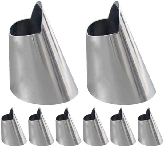 8Pcs Stainless Steel Finger Guards Chef Finger Guard for Cutting Vegetables Meat Broad Beans Pine Nuts and Pistachios Hand Protector for Safe Food Prep 1.57X0.98X0.98In