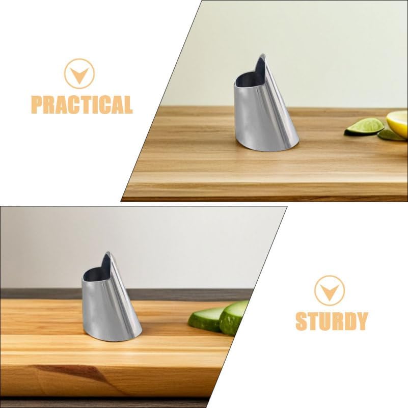 8Pcs Stainless Steel Finger Guards Chef Finger Guard for Cutting Vegetables Meat Broad Beans Pine Nuts and Pistachios Hand Protector for Safe Food Prep 1.57X0.98X0.98In