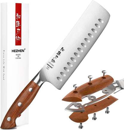 Multipurpose Asian Chef Knife - 7.4 inch Nakiri Knife -Din 1.4116 Steel-Razor Sharp & Full Tang Kitchen Knife, for Chopping, Dicing & Slicing with Ergonomic Handle