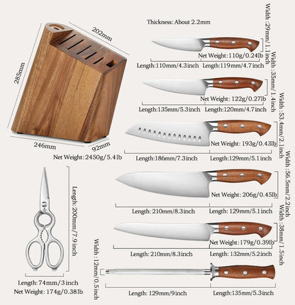 Multipurpose Asian Chef Knife - 7.4 inch Nakiri Knife -Din 1.4116 Steel-Razor Sharp & Full Tang Kitchen Knife, for Chopping, Dicing & Slicing with Ergonomic Handle