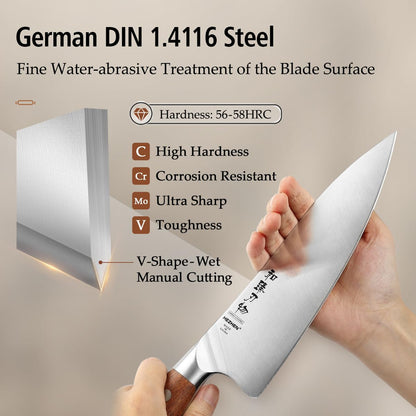 Multipurpose Asian Chef Knife - 7.4 inch Nakiri Knife -Din 1.4116 Steel-Razor Sharp & Full Tang Kitchen Knife, for Chopping, Dicing & Slicing with Ergonomic Handle