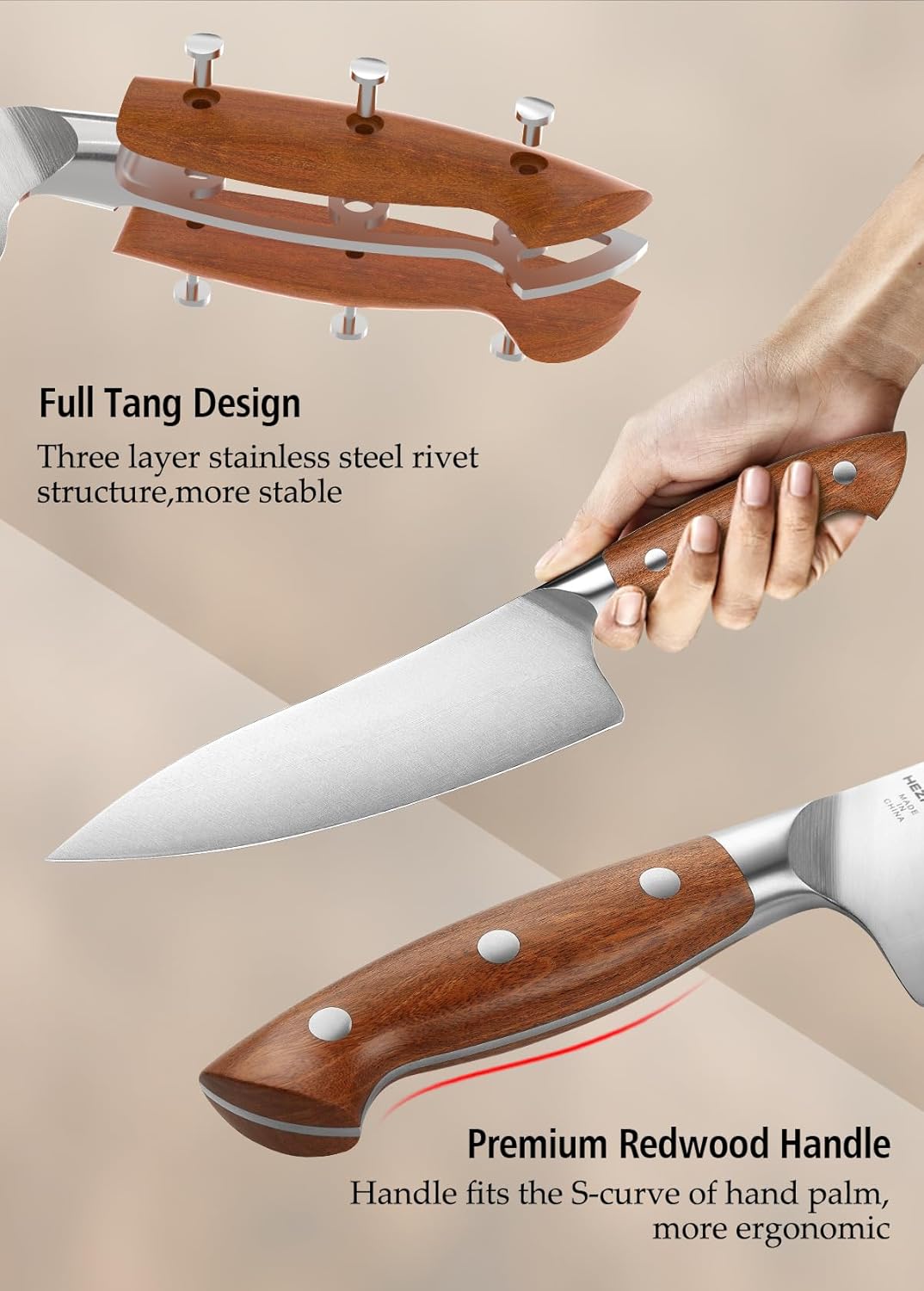 Multipurpose Asian Chef Knife - 7.4 inch Nakiri Knife -Din 1.4116 Steel-Razor Sharp & Full Tang Kitchen Knife, for Chopping, Dicing & Slicing with Ergonomic Handle