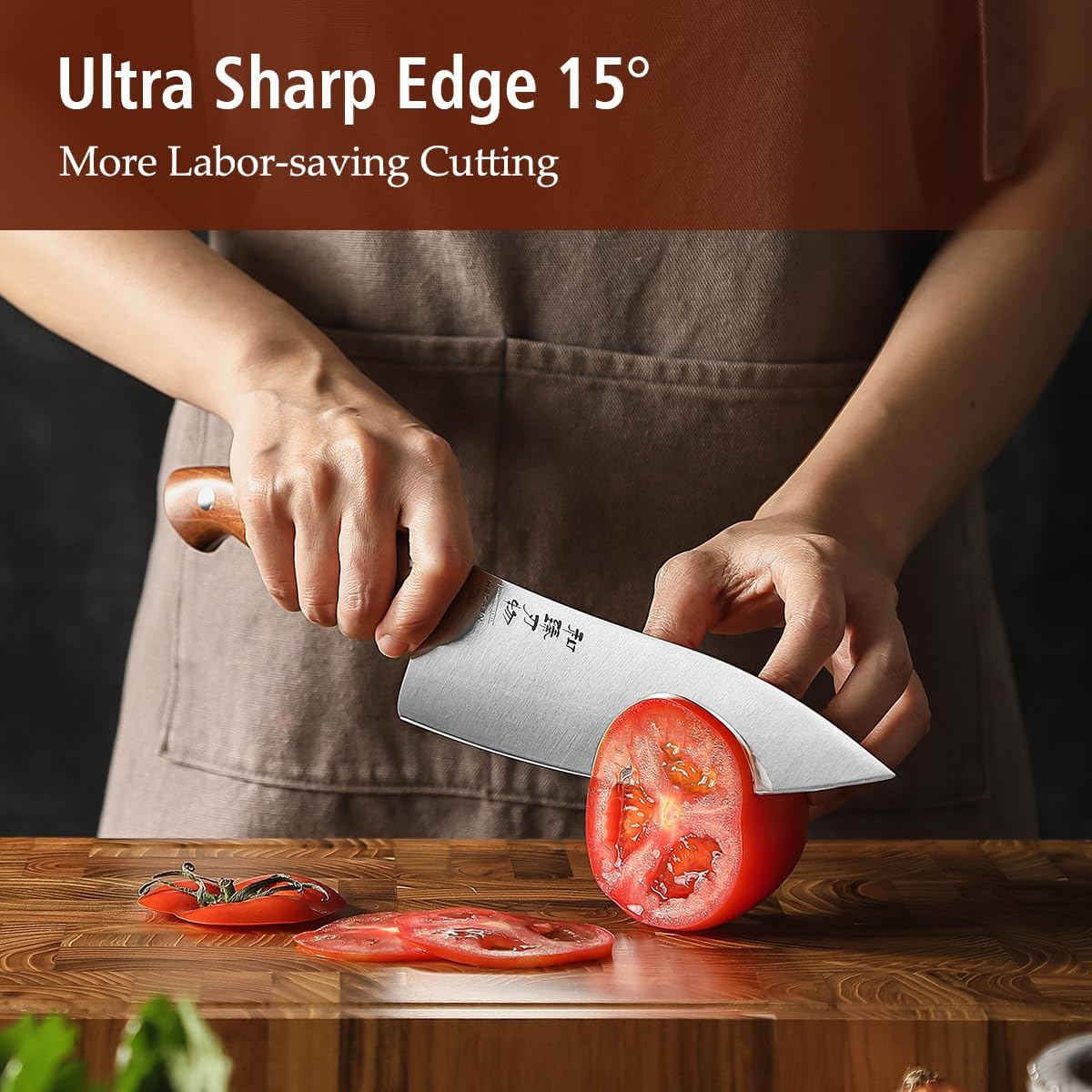 Multipurpose Asian Chef Knife - 7.4 inch Nakiri Knife -Din 1.4116 Steel-Razor Sharp & Full Tang Kitchen Knife, for Chopping, Dicing & Slicing with Ergonomic Handle