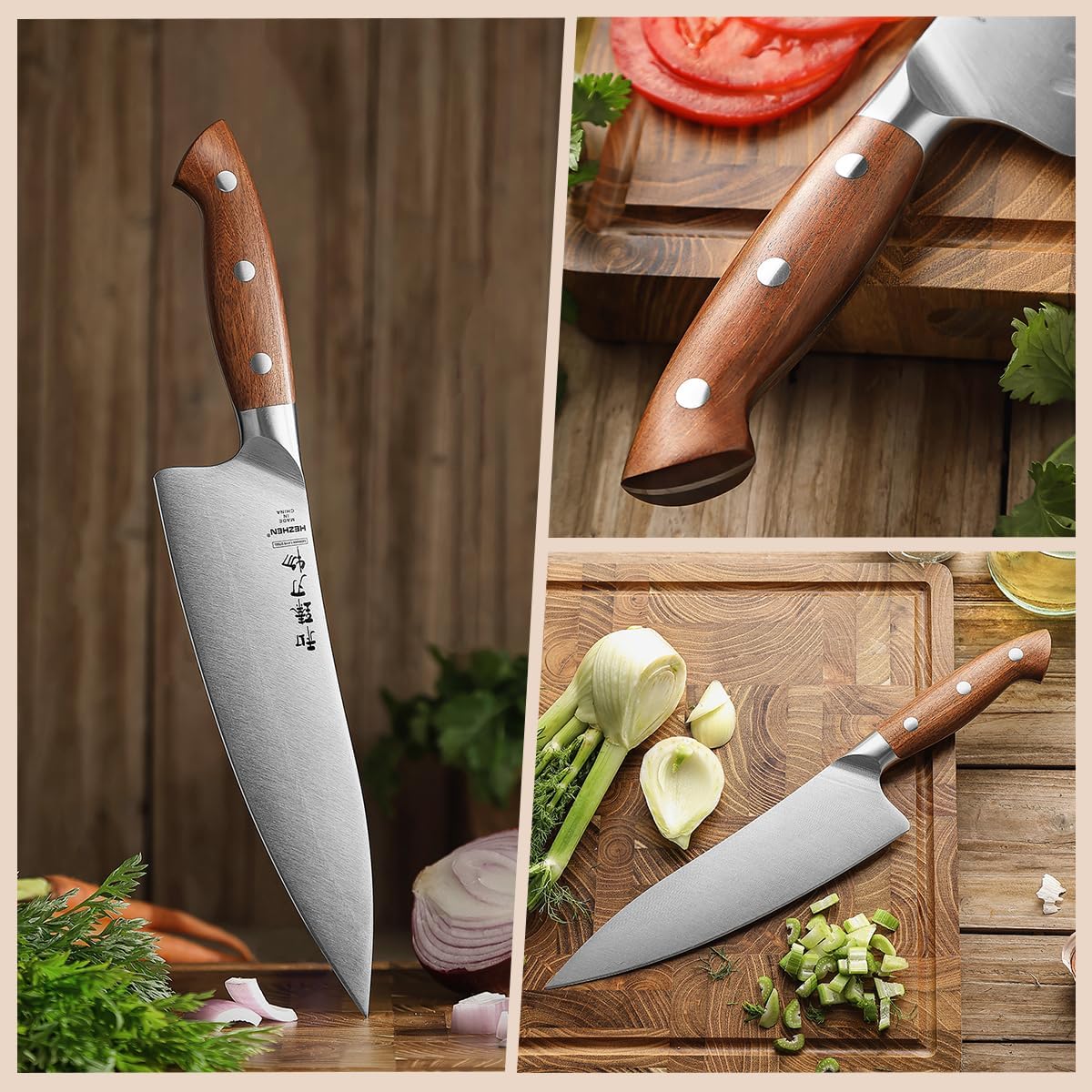 Multipurpose Asian Chef Knife - 7.4 inch Nakiri Knife -Din 1.4116 Steel-Razor Sharp & Full Tang Kitchen Knife, for Chopping, Dicing & Slicing with Ergonomic Handle