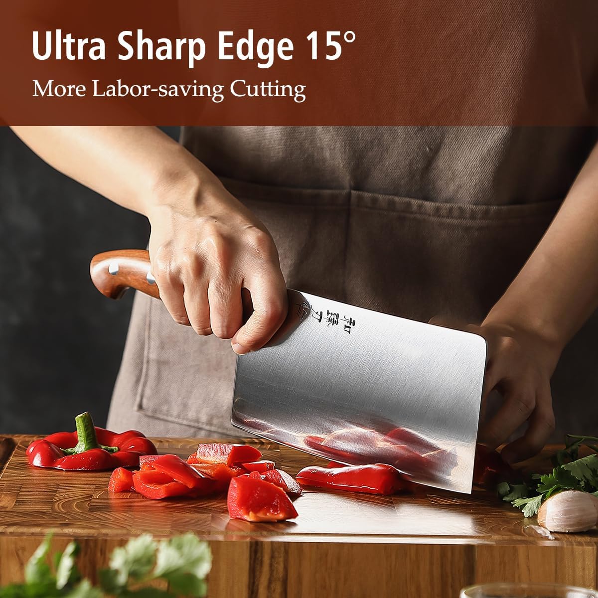Multipurpose Asian Chef Knife - 7.4 inch Nakiri Knife -Din 1.4116 Steel-Razor Sharp & Full Tang Kitchen Knife, for Chopping, Dicing & Slicing with Ergonomic Handle