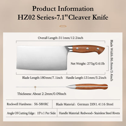 Multipurpose Asian Chef Knife - 7.4 inch Nakiri Knife -Din 1.4116 Steel-Razor Sharp & Full Tang Kitchen Knife, for Chopping, Dicing & Slicing with Ergonomic Handle