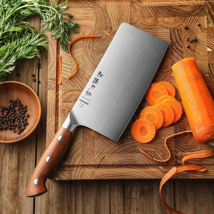 Multipurpose Asian Chef Knife - 7.4 inch Nakiri Knife -Din 1.4116 Steel-Razor Sharp & Full Tang Kitchen Knife, for Chopping, Dicing & Slicing with Ergonomic Handle