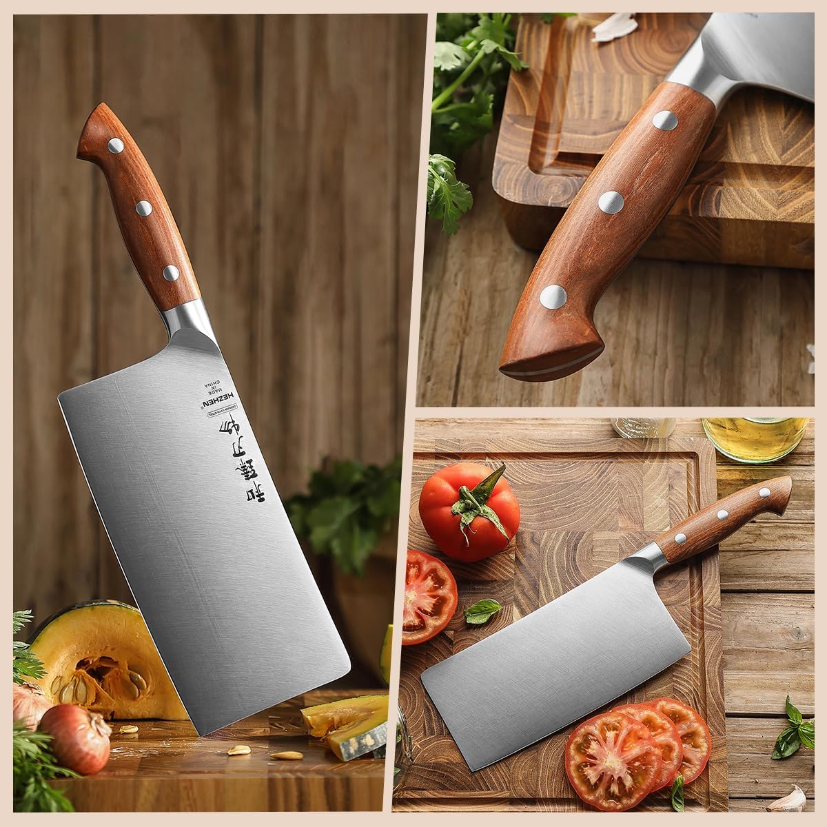 Multipurpose Asian Chef Knife - 7.4 inch Nakiri Knife -Din 1.4116 Steel-Razor Sharp & Full Tang Kitchen Knife, for Chopping, Dicing & Slicing with Ergonomic Handle