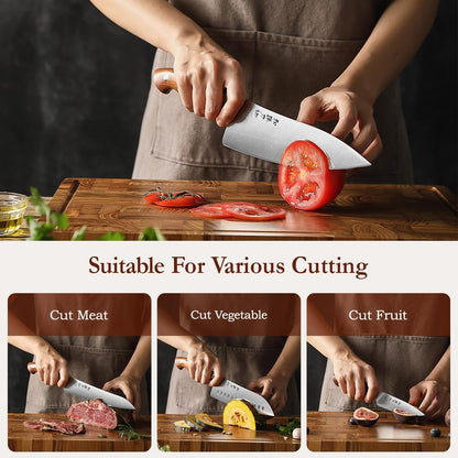 Multipurpose Asian Chef Knife - 7.4 inch Nakiri Knife -Din 1.4116 Steel-Razor Sharp & Full Tang Kitchen Knife, for Chopping, Dicing & Slicing with Ergonomic Handle